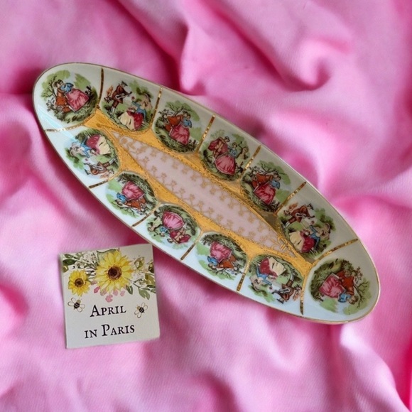 Royal Vienna Other - Vintage Royal Vienna Courting Couple Olive Jewelry Tray Shabby Chic Cottagecore